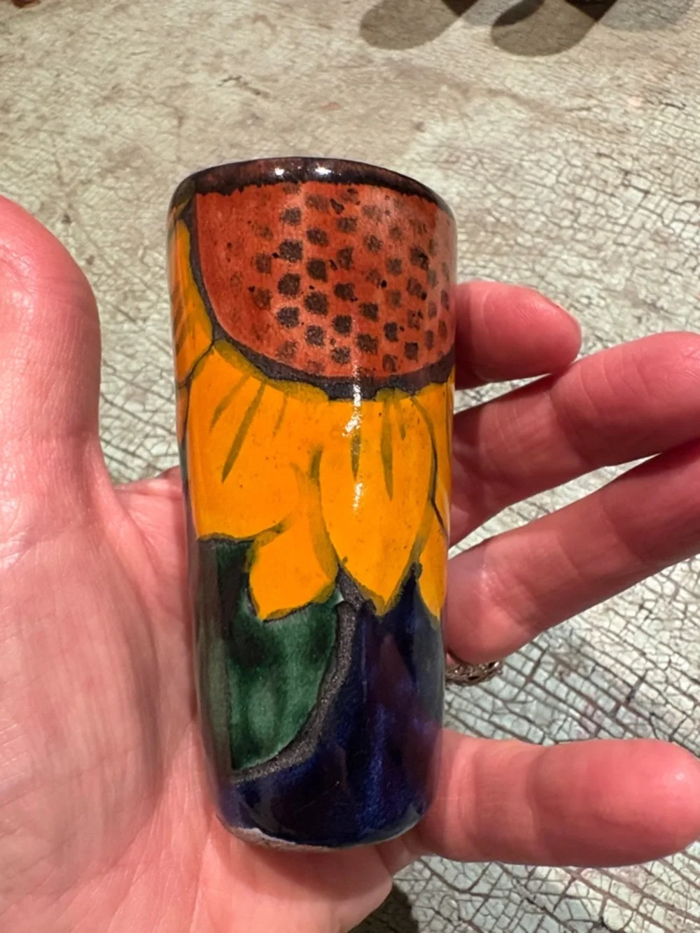 Hand Painted Mini Vase Set Shot Glasses Boho Folk Art Rustic Decor - Picture 3 of 6